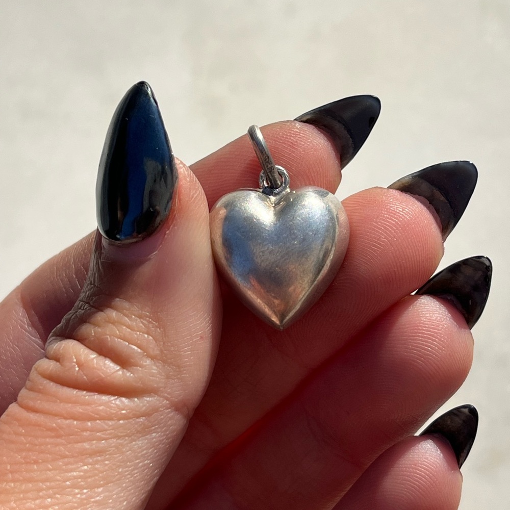 Puffy (hollow) Sterling Silver Heart Pendant